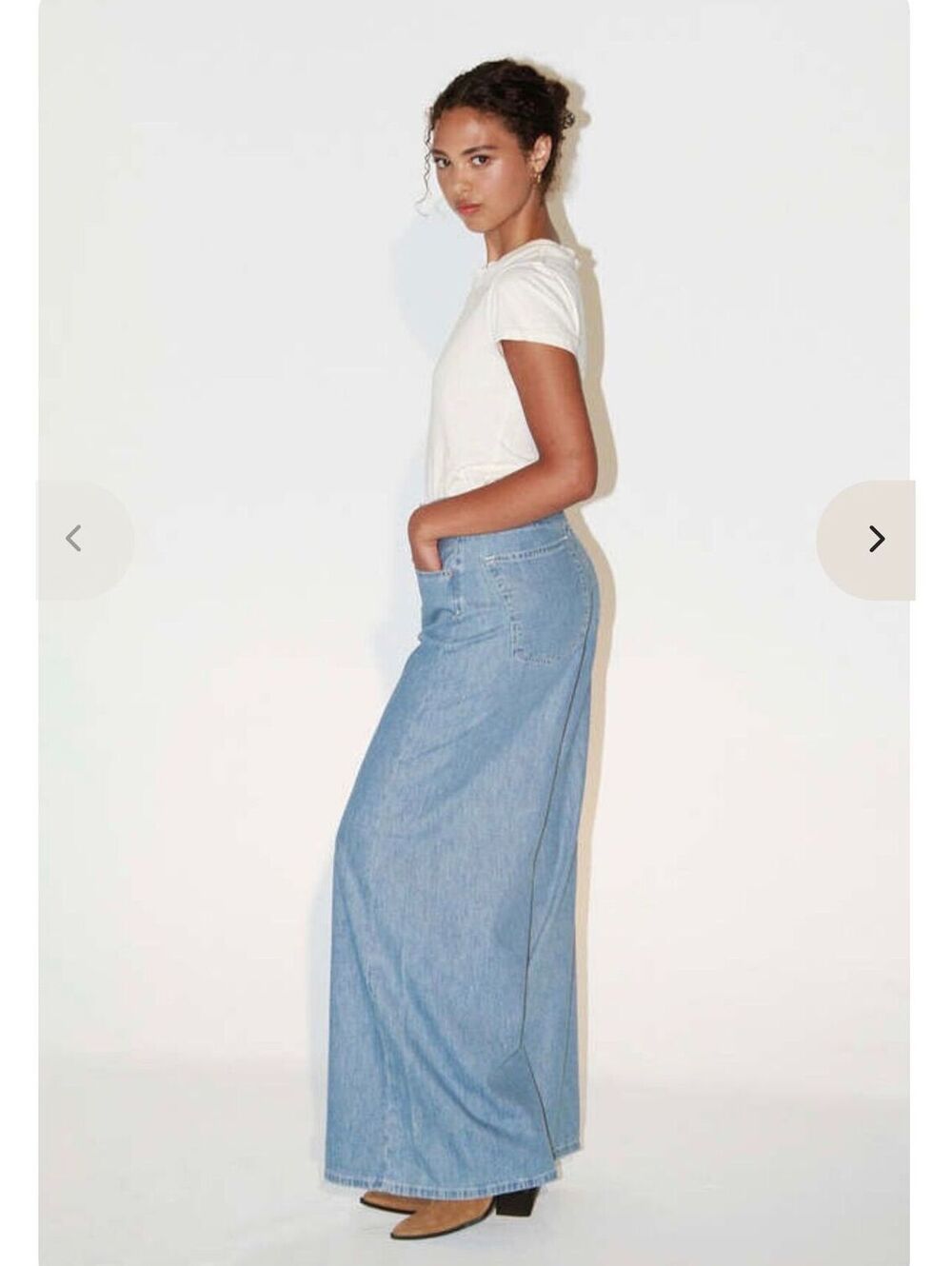 NWT $188 ÉTICA for Free People Lauren ultra-wide leg chambray denim